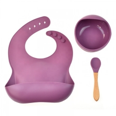 New Suction Bowl Spoon Bib Silicone Baby Feeding Set