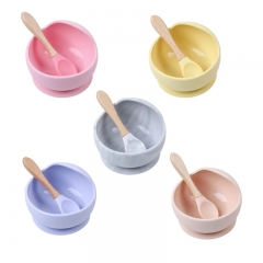 New Suction Bowl Spoon Bib Silicone Baby Feeding Set