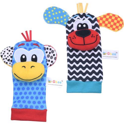 2025 Lion Design Baby Plush Wrist Rattle, Animal Babi Rattl Socks Set, Infant and Toddler Educational Toys Meia Chocalho